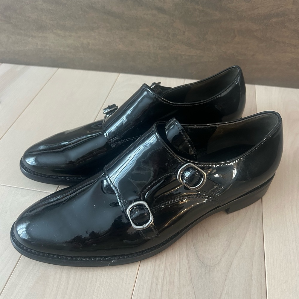 Beautiful Gabor Shiny Black Women's Loafers with Double Buckle❤️7